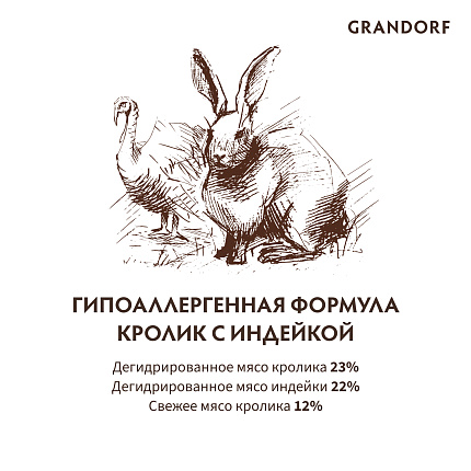 GRANDORF DOG Rabbit&Turkey MED&MAXI (кролик с индейкой для собак средних и крупных пород)  10 кг.